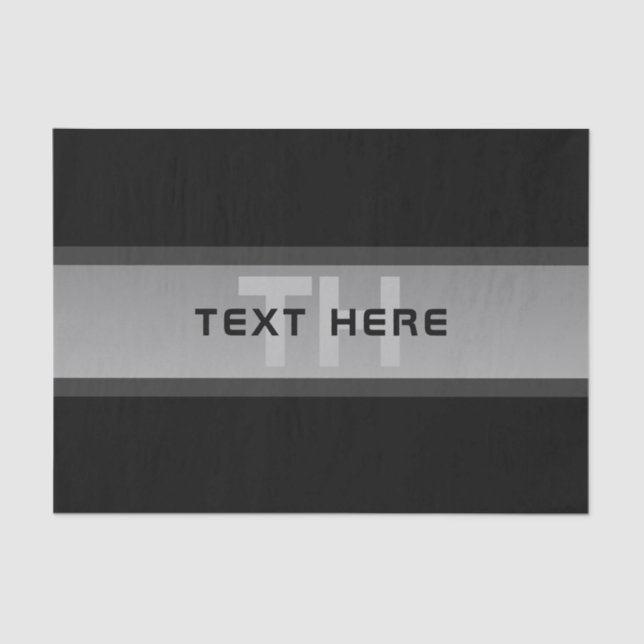 Modern Customizable Layered Text | Black & Grey Tissue Paper (Front)