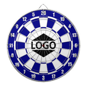Modern Customizable Logo Image on Blue & White Dartboard