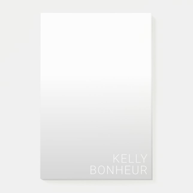 Modern Customizable Name | Grey Gradient Post-it Notes (Front)