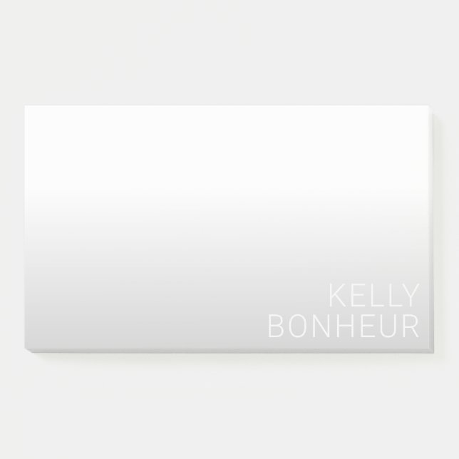 Modern Customizable Name | Grey Gradient Post-it Notes (Front)