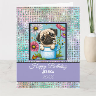 Modern Customizable Pet Pastel Happy Birthday Card