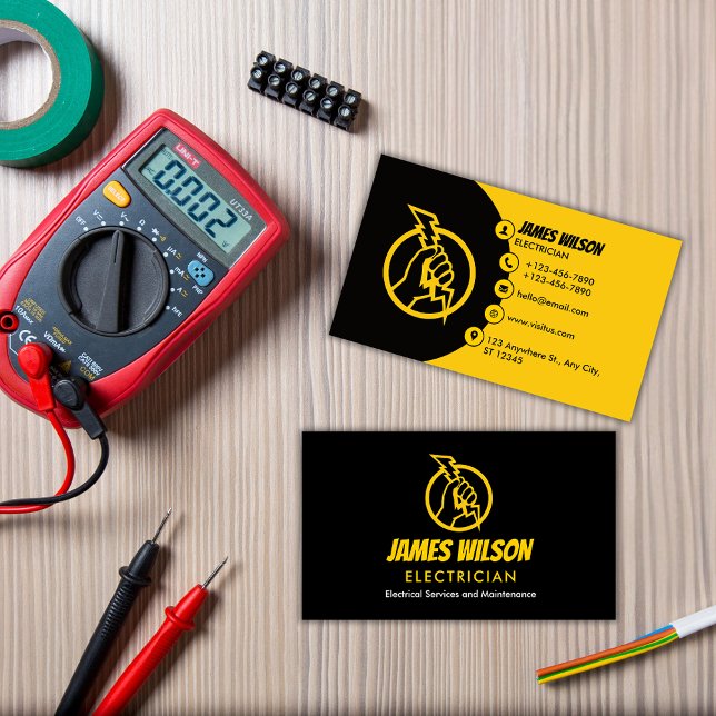 Modern & Customizable Professional Electrician Business Card (Creator Uploaded)