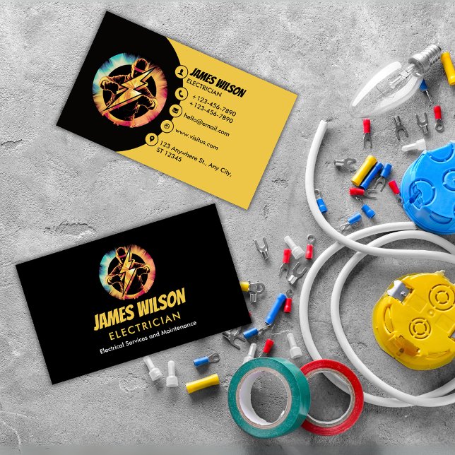 Modern & Customizable Professional Electrician Business Card (Creator Uploaded)