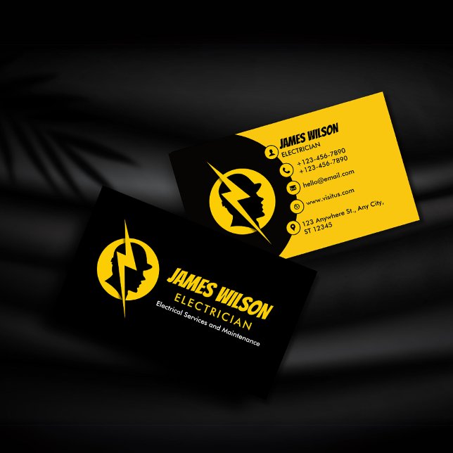 Modern & Customizable Professional Electrician Business Card (Creator Uploaded)