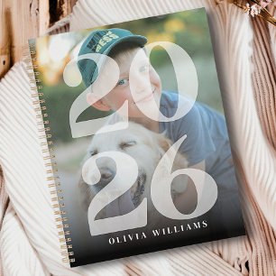 Modern Customize Photo 2026 White Overlay Planner