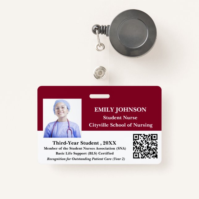 Modern Customize  Student Nurse Badge (Front with Retractable)