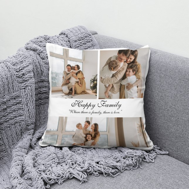 Modern Customized Happy Family Collage  Throw Pillow (Creator Uploaded)