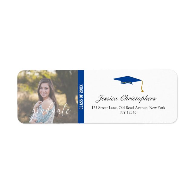 Modern Customized Photo Graduate Return Address (Front)