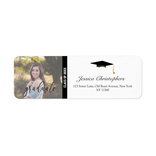 Modern Customized Photo Graduate Return Address (Front)