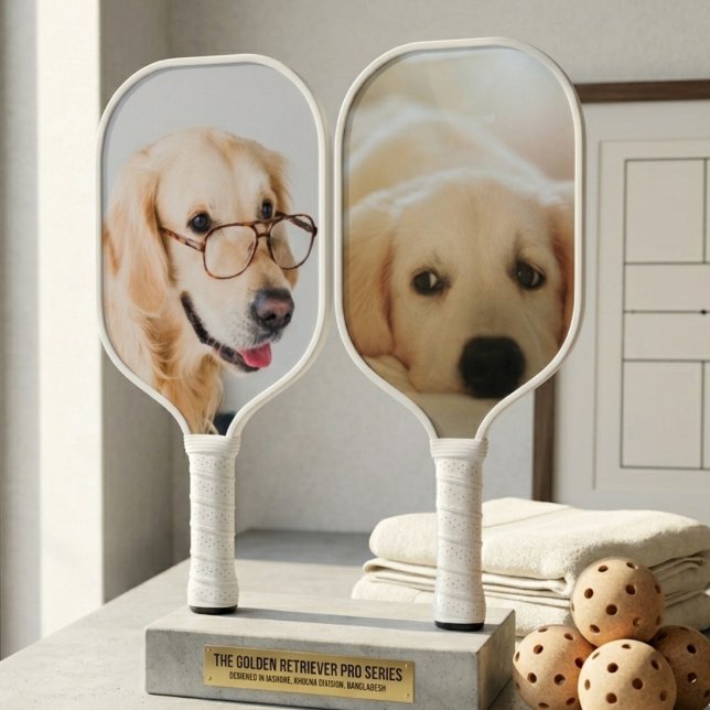 Modern Customized Two Sided Dog Photo Pickleball Paddle (Creator Uploaded)