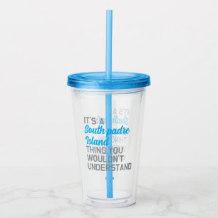 Modern Customs South Padre Island Name Text Blue Acrylic Tumbler