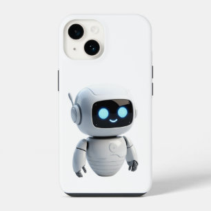 Modern Cute AI Robot Minimalist White iPhone Case