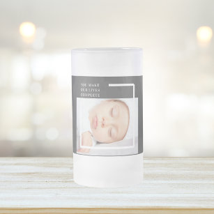 Modern Cute Baby Photo   Beauty Quote Frosted Glass Beer Mug