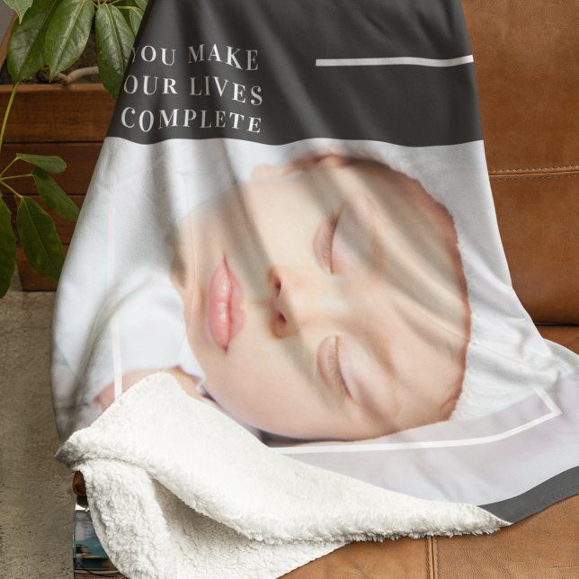 Modern Cute Baby Photo | Beauty Quote Sherpa Blanket (Creator Uploaded)