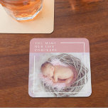 Modern Cute Baby Photo | Pink & White | Quote  Glass Coaster<br><div class="desc">Introducing our delightful Modern Cute Baby Photo Pink & White Quote on a charming pink background! This adorable product is perfect for celebrating the joy and love your little one brings into your life. Whether you're looking for a heartwarming keepsake or a thoughtful gift, this design is just what you...</div>