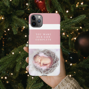 Modern Cute Baby Photo   Pink & White   Quote  iPhone 11Pro Max Case