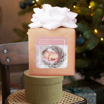 Modern Cute Baby Photo | Pink & White | Quote  Square Sticker<br><div class="desc">Introducing our delightful Modern Cute Baby Photo Pink & White Quote on a charming pink background! This adorable product is perfect for celebrating the joy and love your little one brings into your life. Whether you're looking for a heartwarming keepsake or a thoughtful gift, this design is just what you...</div>