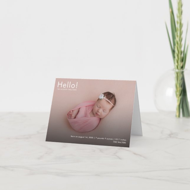 Modern Cute Baby Photos Name Stats Birth Announcement (Front)