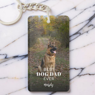 Modern Cute Best Dog Dad Ever Personalized Photo Keychain