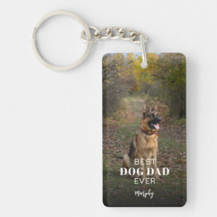 Modern Cute Best Dog Dad Ever Personalized Photo Keychain