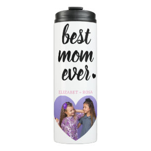 Modern Cute Best Mom Ever Kids Names Photo Pink Thermal Tumbler