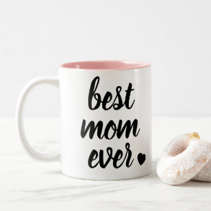 Modern Cute Best Mom Ever Kids Names Photo Pink Two-Tone Coffee Mug