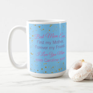 Modern Cute Blue Best Mom Ever Quote Mothers Day Coffee Mug