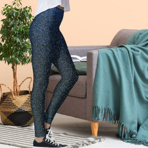Modern Cute Blue Glitter Shiny Pattern Chrismas Leggings