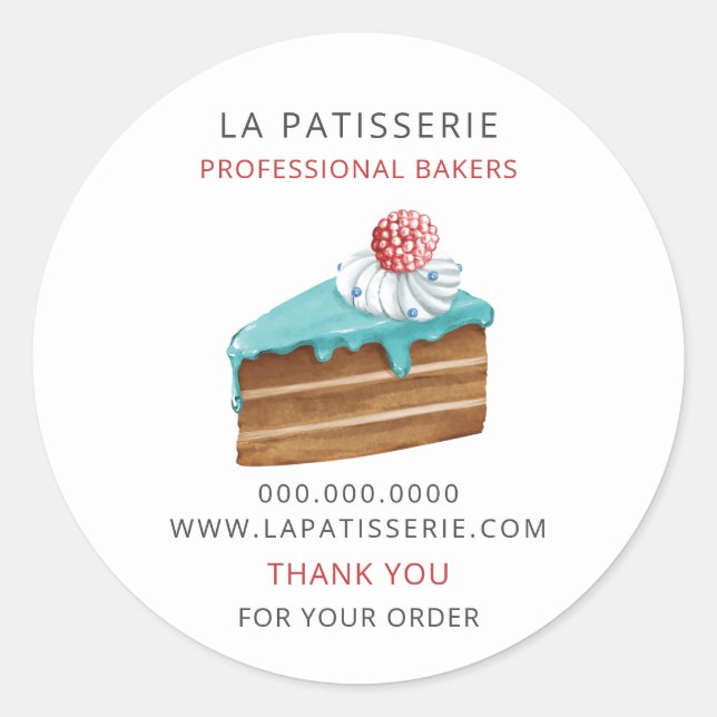 Modern Cute Blue Pastry Bakery Box Seals (Front)