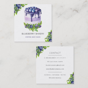Modern Cute Blueberry Cake Bakery Pastry Chef Square Business Card