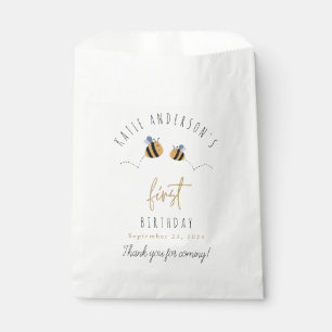 Modern Cute Bumblebee First Birthday Favour Bag