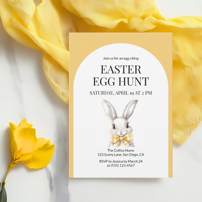 Modern Cute Bunny Easter Egg Hunt Rabbit Arch  Invitation (Modern Cute Bunny Easter Egg Hunt Rabbit Arch Invitation)