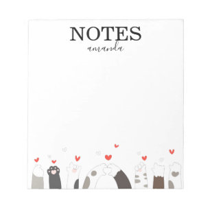Modern Cute Cat Kitten Calligraphy Script Notepad