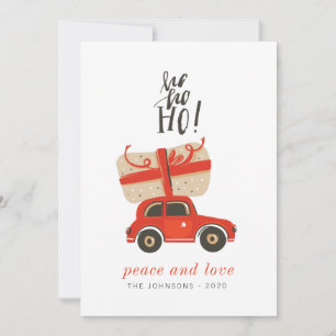 Modern Cute Chic Christmas Gift Red Car Holiday Card