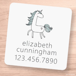 Modern Cute Chic Unicorn Photo Name Phone Number