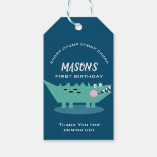 Modern Cute Chomping Alligator Safari Birthday  Gift Tags