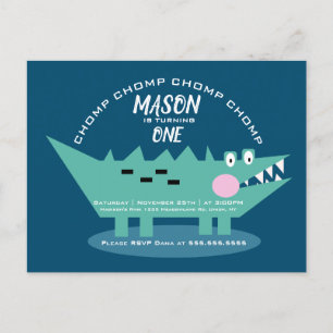 Modern Cute Chomping Alligator Safari Birthday  Postcard