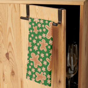 Modern Cute Christmas Gingerbread Man Pattern Kitchen Towel