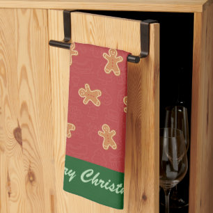 Modern Cute Christmas Gingerbread Man Pattern Kitchen Towel