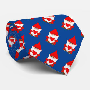 Modern Cute Christmas Gnome Pattern on Blue Tie