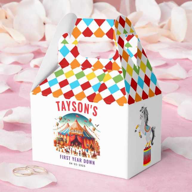 Modern Cute Circus Carnival 1st Birthday Favor Box (Wedding)