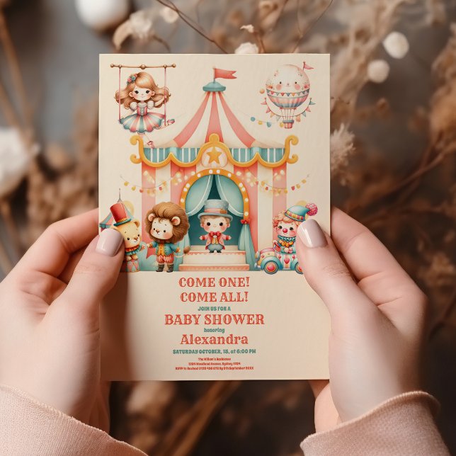 Modern Cute Circus Carnival Festival  Baby Shower Invitation (Creator Uploaded)