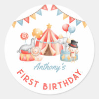 Modern Cute Circus Carnival Fiesta First Birthday