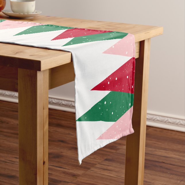 Modern Cute Colourful Christmas Trees Short Table Runner (In Situ)