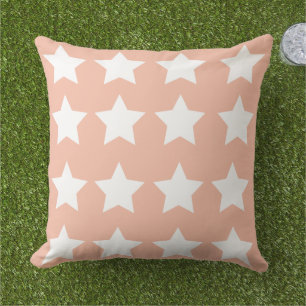 Modern cute colourful pink white stars for her chi outdoor pillow