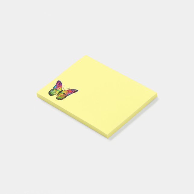 Modern Cute Colourful Rainbow Butterfly Post-it Notes (Angled)