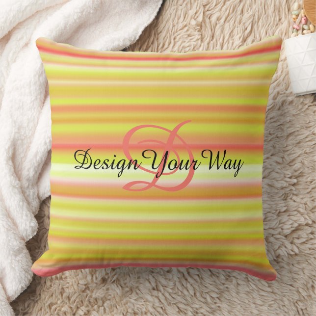 modern cute Colourful Rainbow stripes pattern Throw Pillow (Blanket)