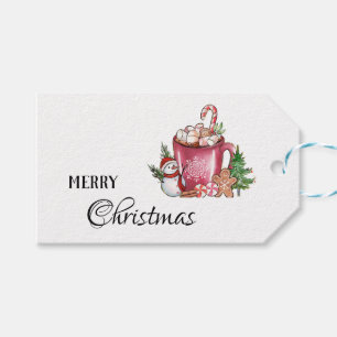 Modern Cute Cup Merry Christmas Happy Holidays Gif Gift Tags