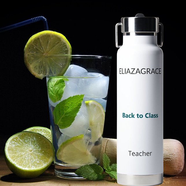 Modern Cute Custom Back to Class Teacher Water Bottle (Creator Uploaded)