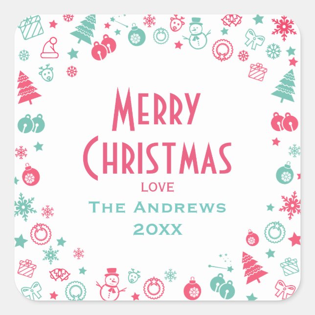 Modern Cute Custom Christmas Gift Labels (Front)